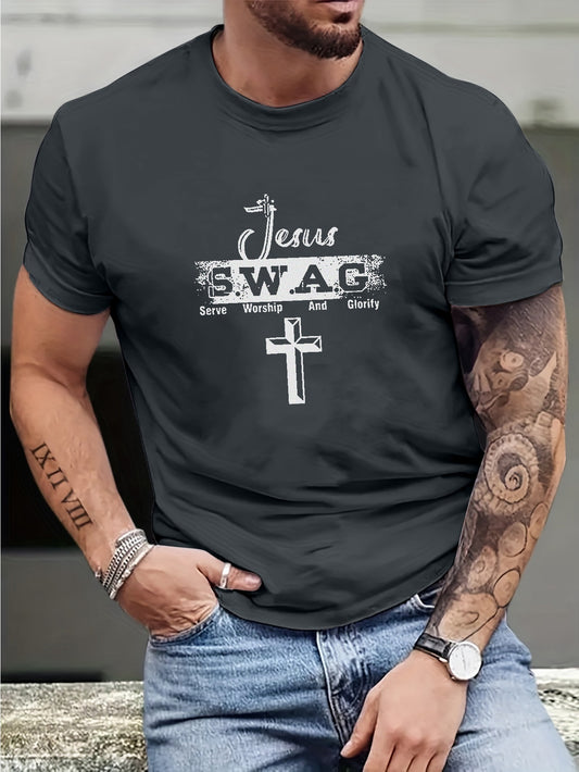 JESUS SWAG: Serve Worship And Glorify Plus Size Men's Christian T-shirt claimedbygoddesigns