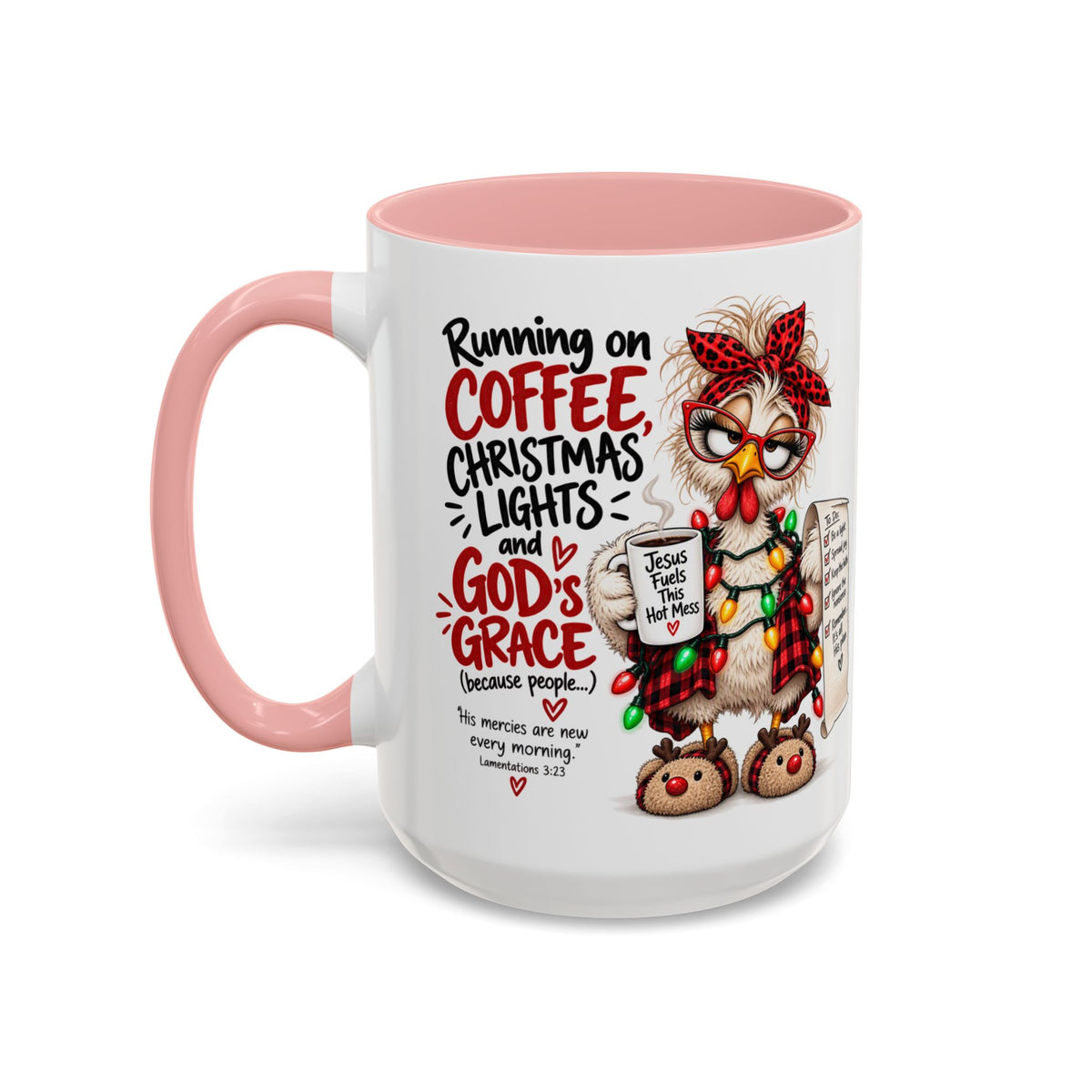 Running on Coffee, Christmas Lights and God’s Grace Christmas Mug