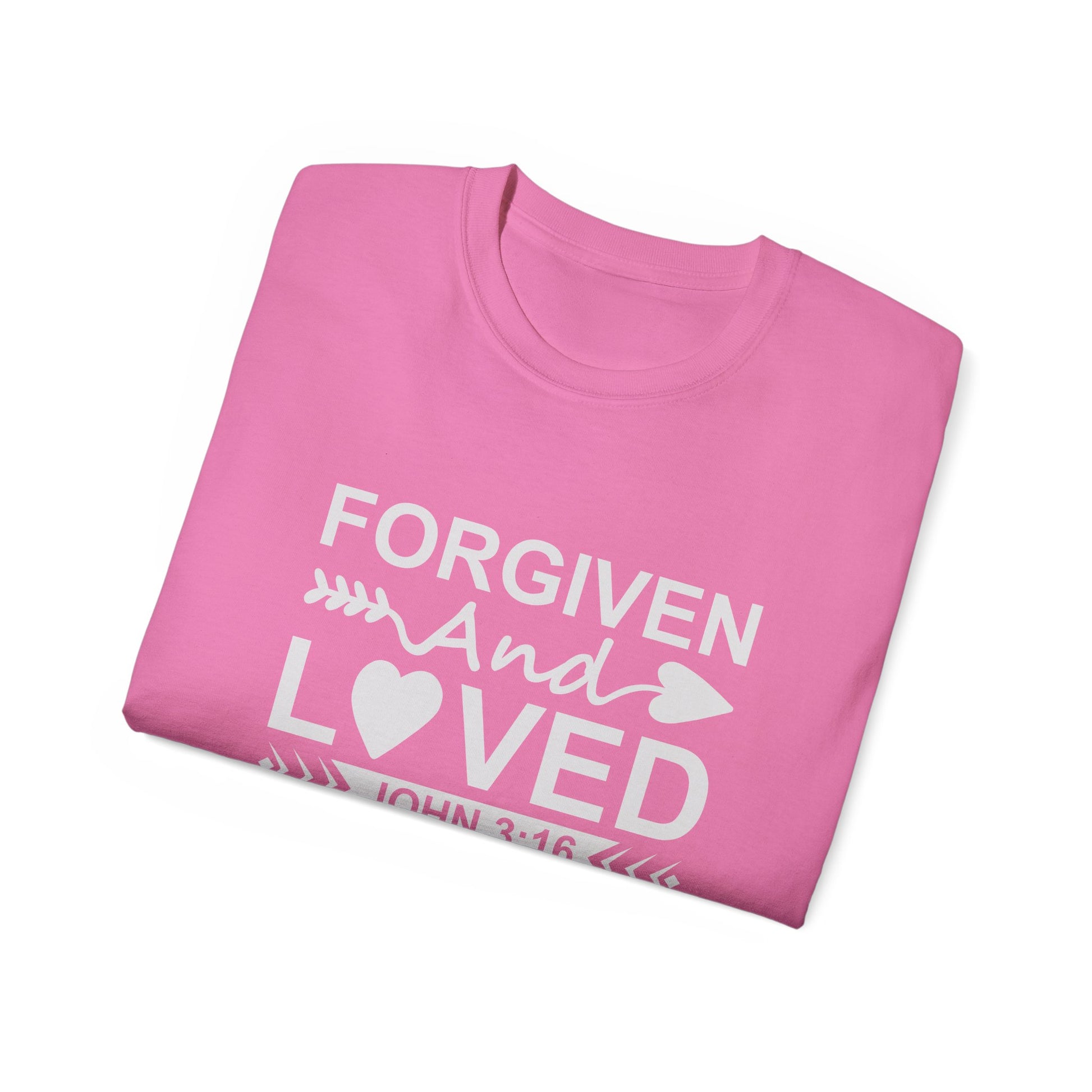 John 3:16 Forgiven And Loved Unisex Christian Ultra Cotton Tee Printify