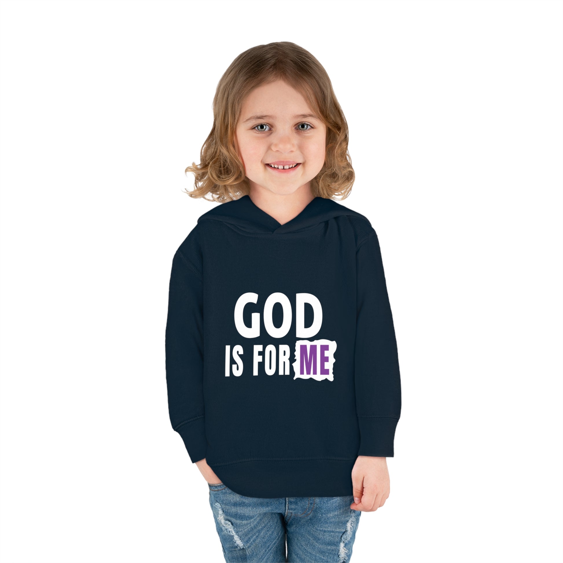 God Is For Me Christian Toddler Pullover Fleece Hoodie Printify