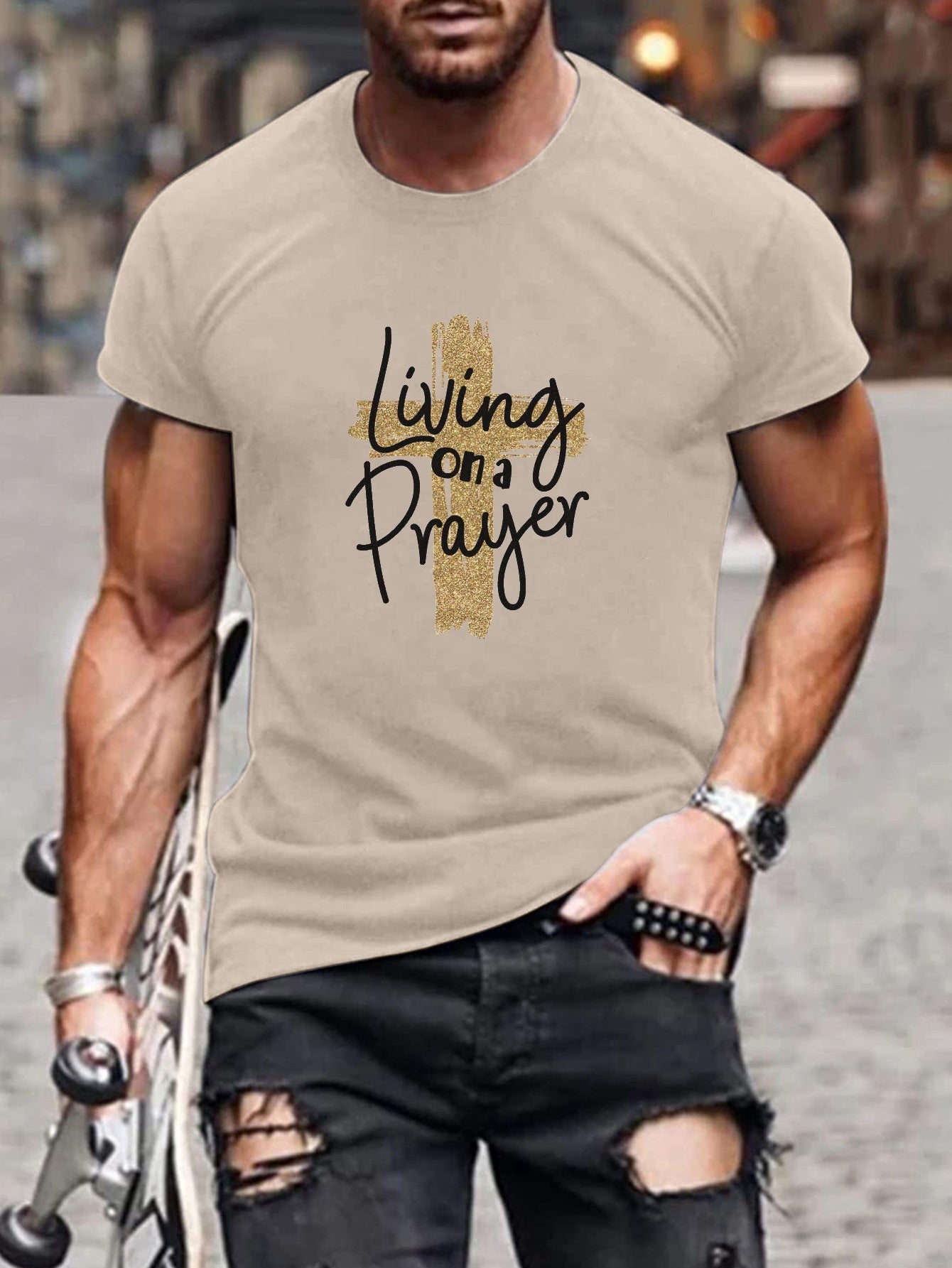 Living On A Prayer Plus Size Men's Christian T-Shirt claimedbygoddesigns