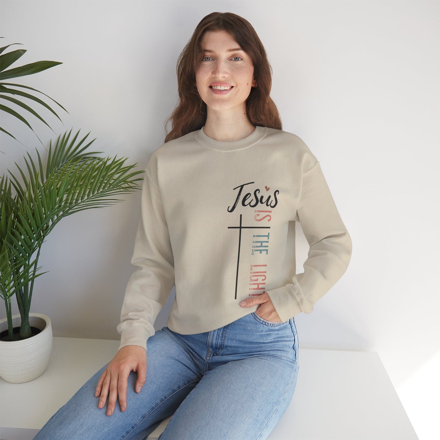 Jesus Is The Light Women's Heavy Blend™ Crewneck Christian Sweatshirt