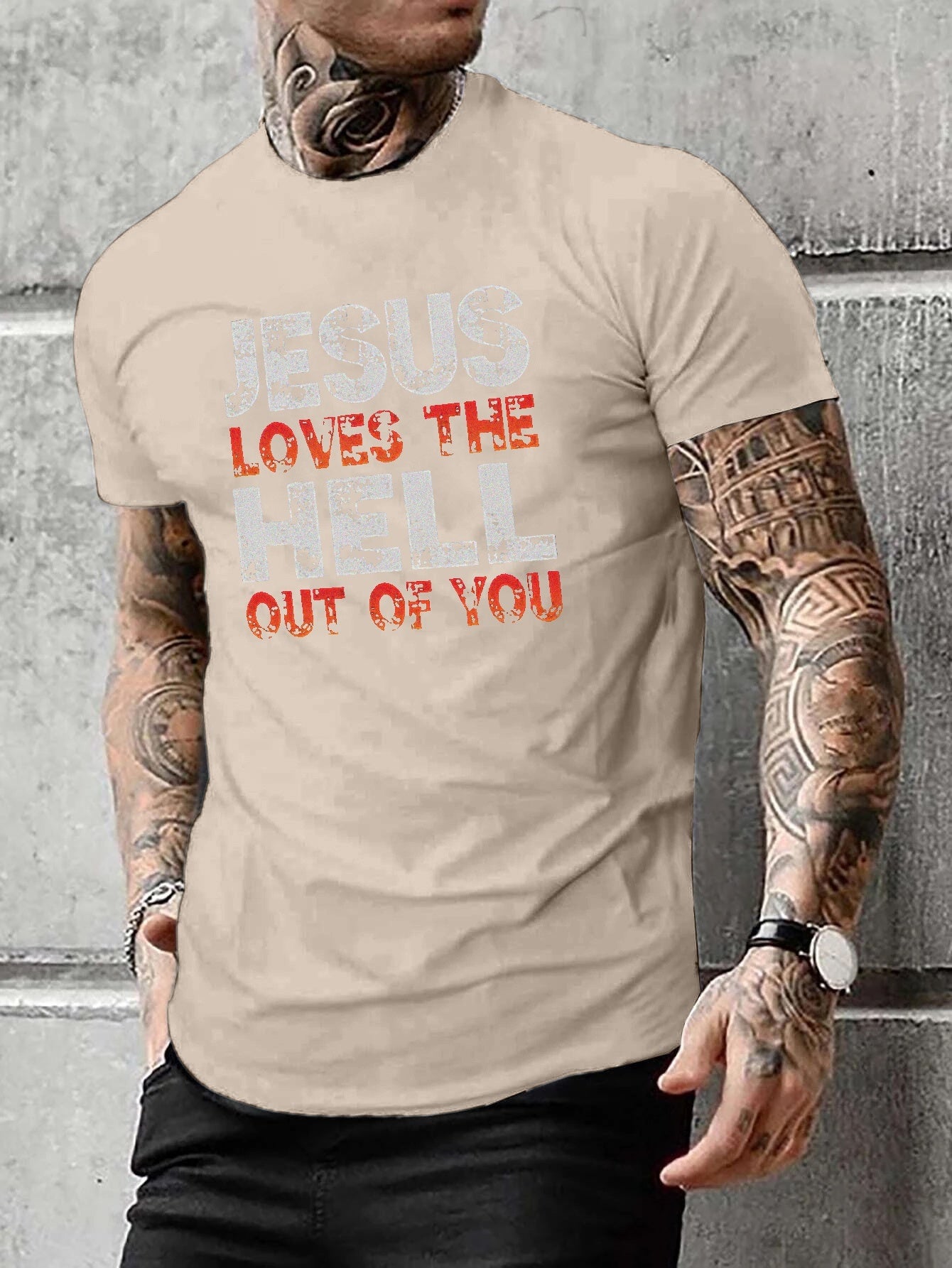 Jesus Loves The Hell Out Of You Men's Christian T-shirt claimedbygoddesigns