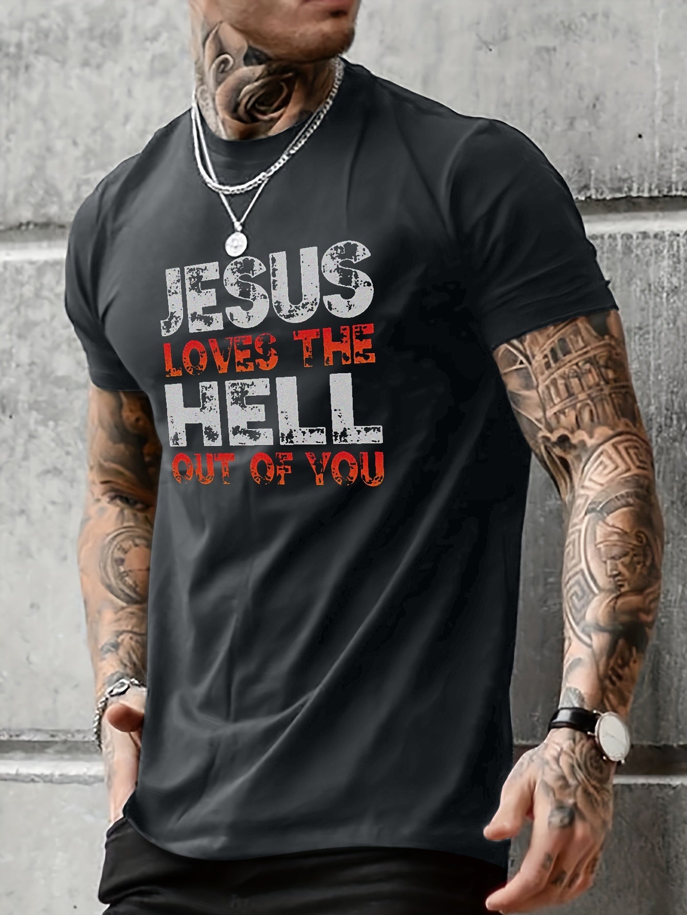 Jesus Loves The Hell Out Of You Men's Christian T-shirt claimedbygoddesigns