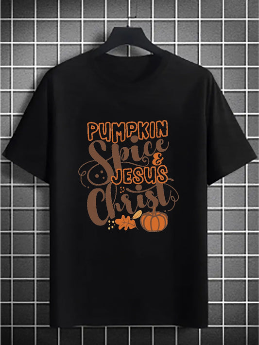 Pumpkin Spice & Jesus Christ Plus Size Men's Christian T-shirt claimedbygoddesigns