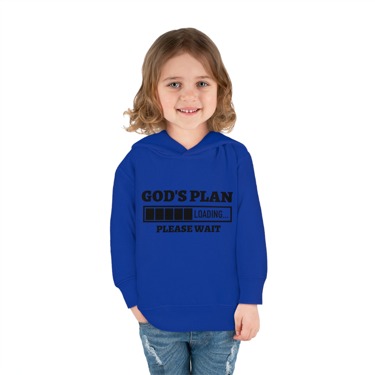 God's Plan Loading Please Wait Toddler Pullover Fleece Hooded Sweatshirt