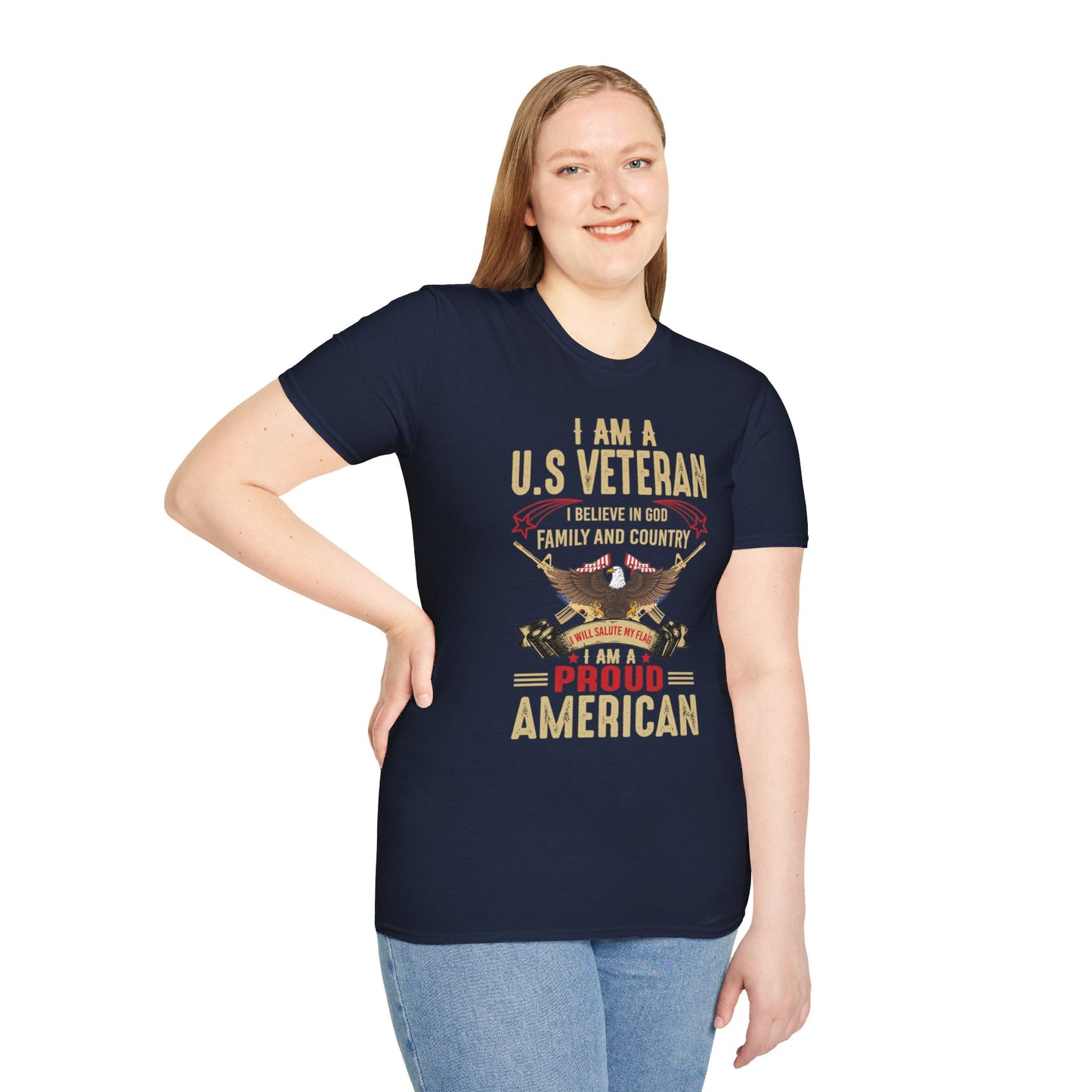 I Am A US Veteran I Believe In God Family And Country I Am A Proud American Patriotic Christian Unisex T-shirt