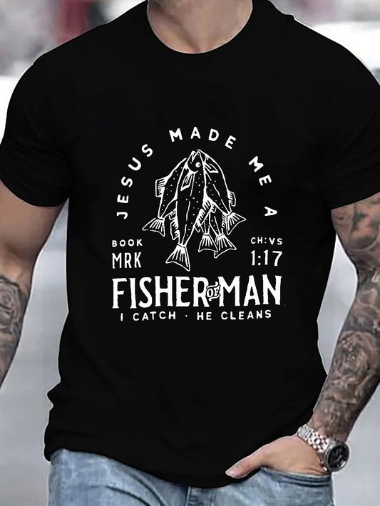 Jesus Made Me A Fisher Of Man Plus Size Men's Christian T-shirt claimedbygoddesigns