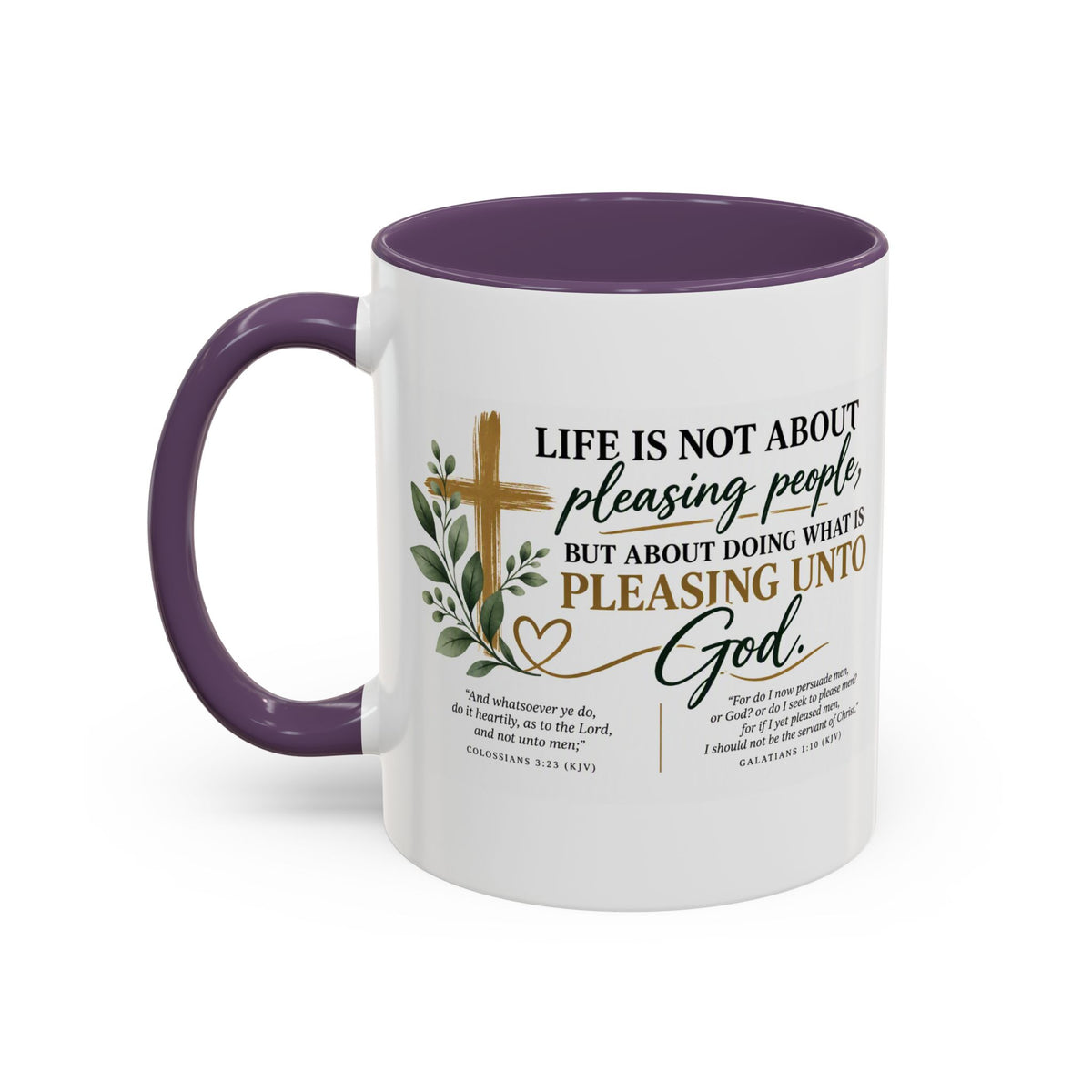 Christian Coffee Mug – "Pleasing Unto God" Inspirational Accent Mug (11/15oz)