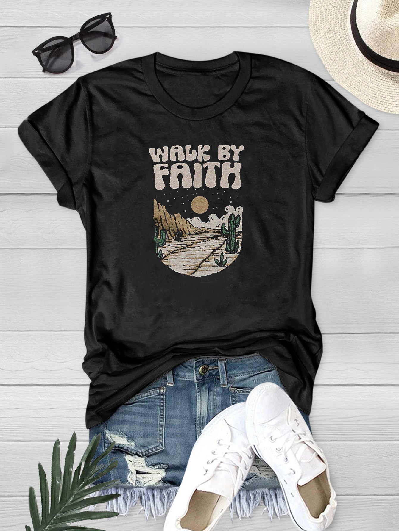 Walk By Faith Women's Christian T-shirt claimedbygoddesigns