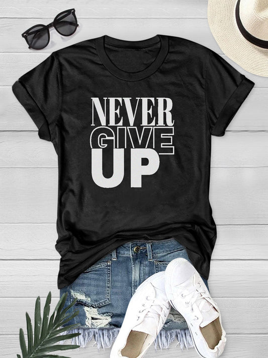 Never Give Up Women's Christian T-Shirt claimedbygoddesigns