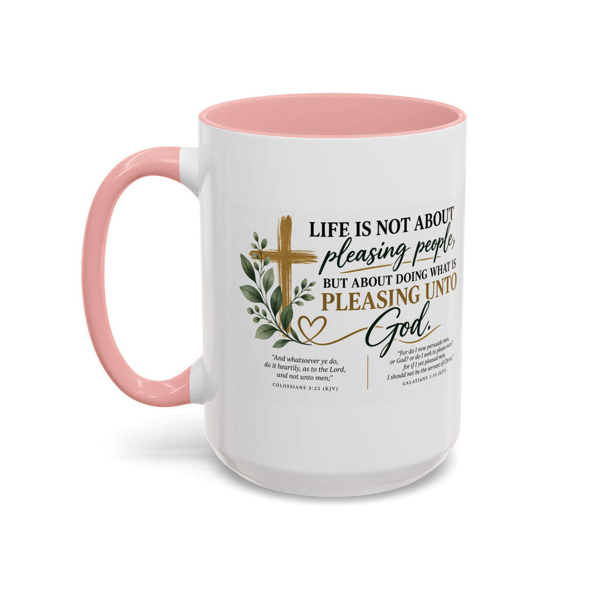 Christian Coffee Mug – "Pleasing Unto God" Inspirational Accent Mug (11/15oz)