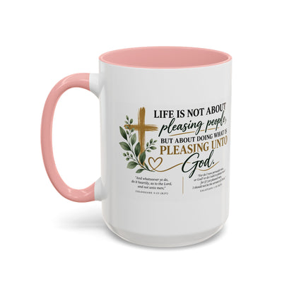 Christian Coffee Mug – "Pleasing Unto God" Inspirational Accent Mug (11/15oz)