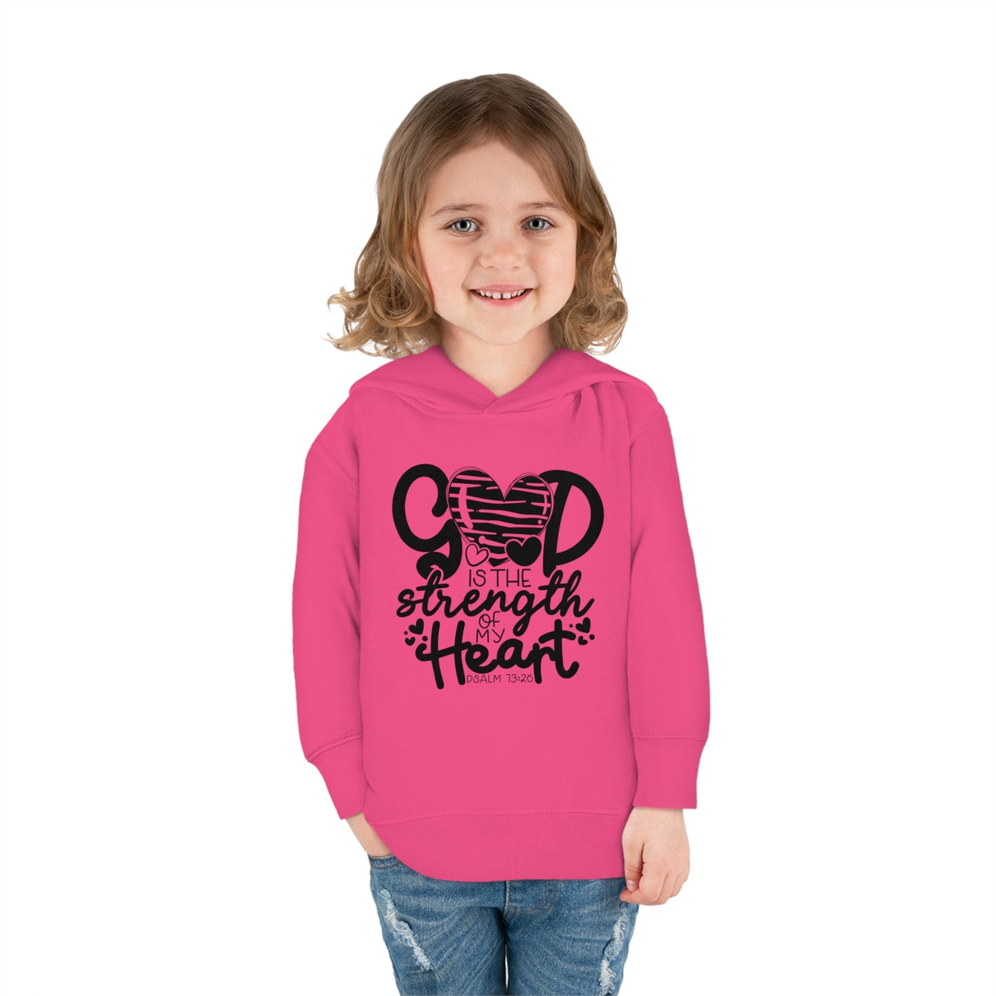 God Is The Strength Of My Heart Christian Toddler Pullover Fleece Hooded Sweatshirt