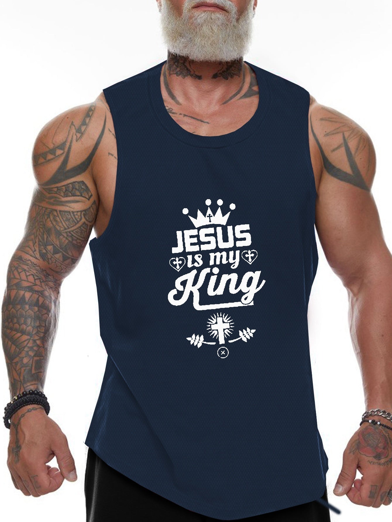 Jesus Is My King Plus Size Men's Christian Tank Top claimedbygoddesigns