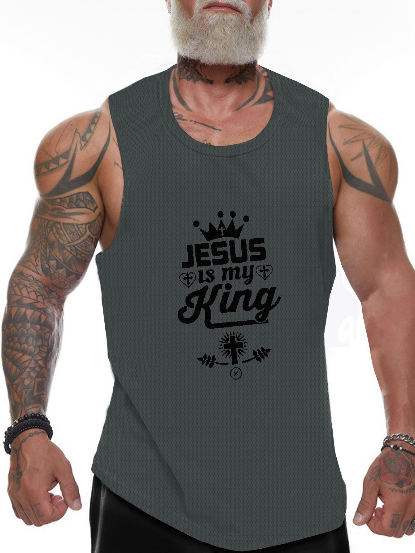 Jesus Is My King Plus Size Men's Christian Tank Top claimedbygoddesigns