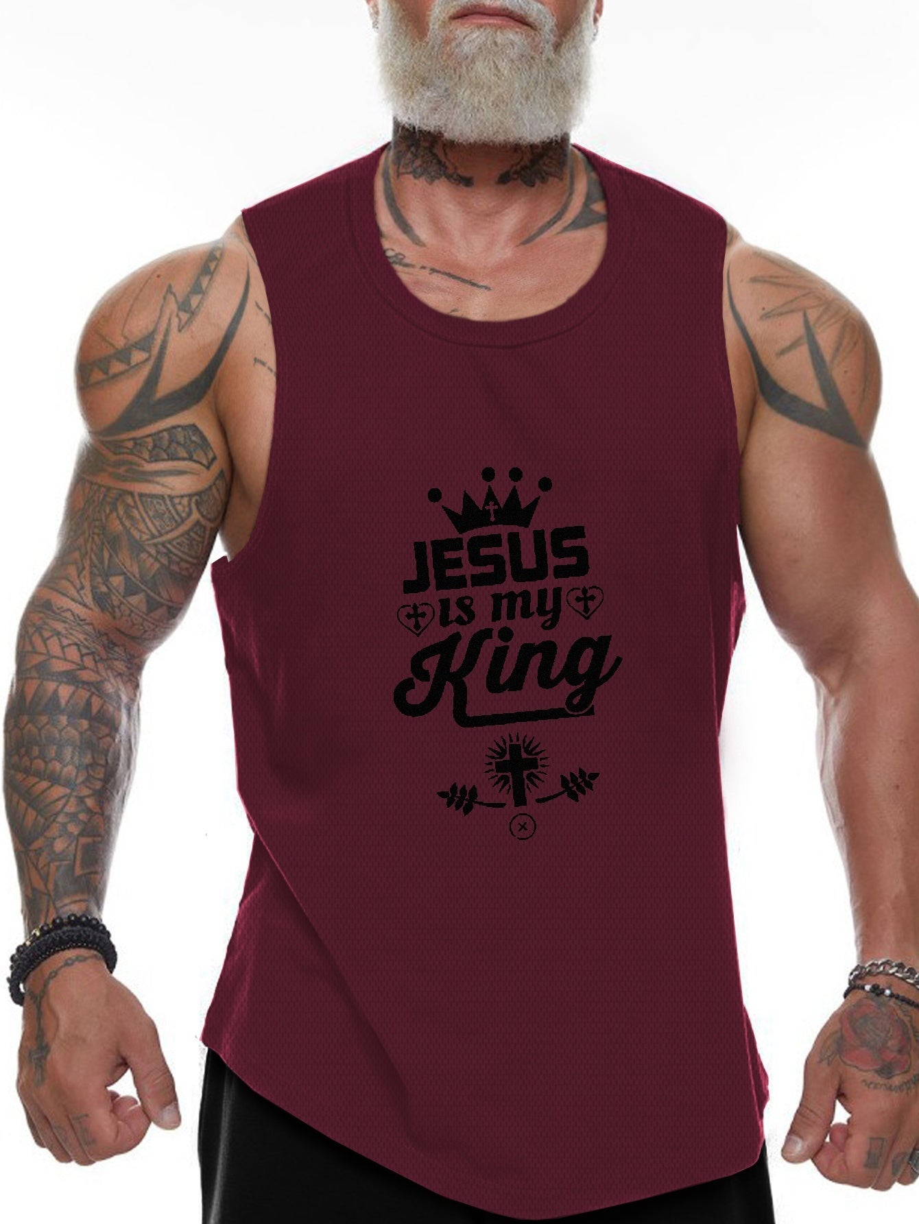 Jesus Is My King Plus Size Men's Christian Tank Top claimedbygoddesigns