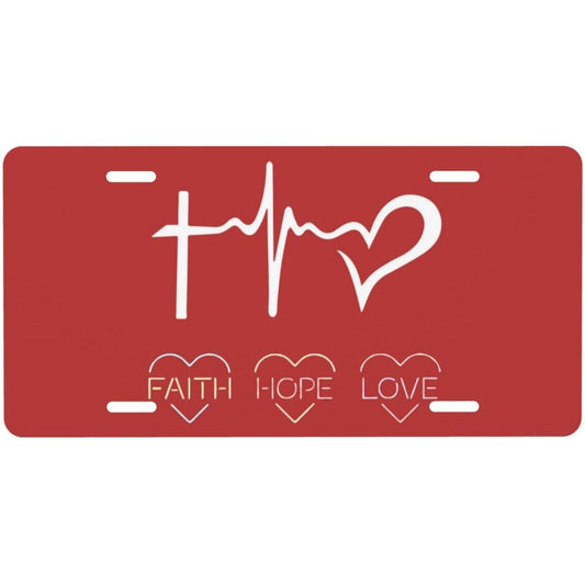 Faith Hope Love Christian Front License Plate 6x12 Inches claimedbygoddesigns