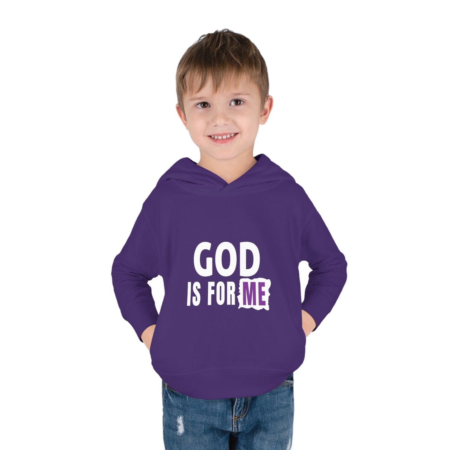 God Is For Me Christian Toddler Pullover Fleece Hoodie Printify