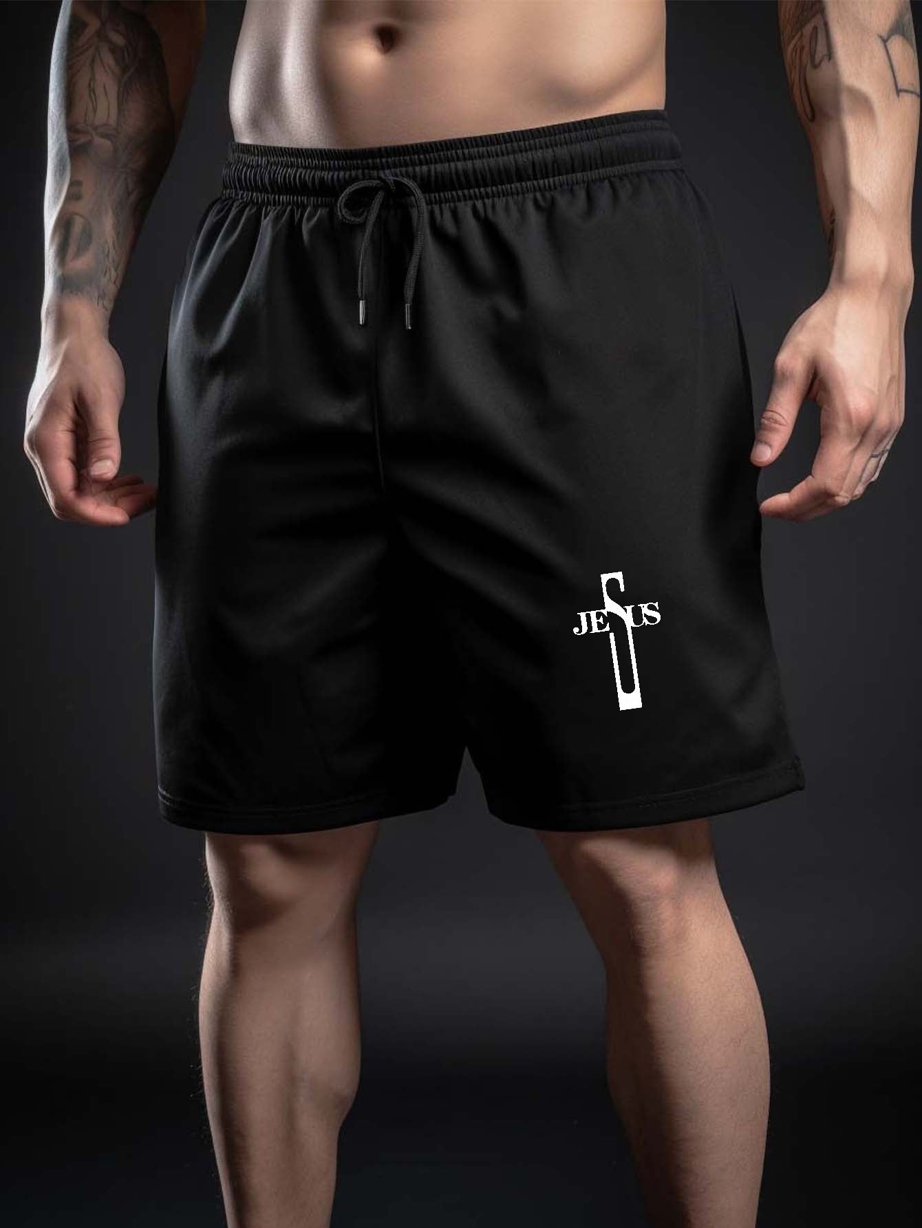 JESUS CROSS Plus Size Men's Christian Shorts claimedbygoddesigns