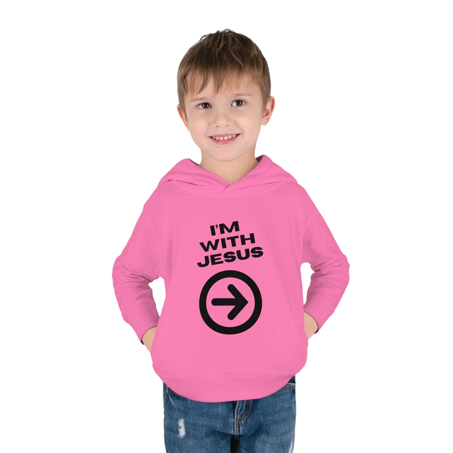 I'm With Jesus Christian Toddler Pullover Fleece Hooded Sweatshirt