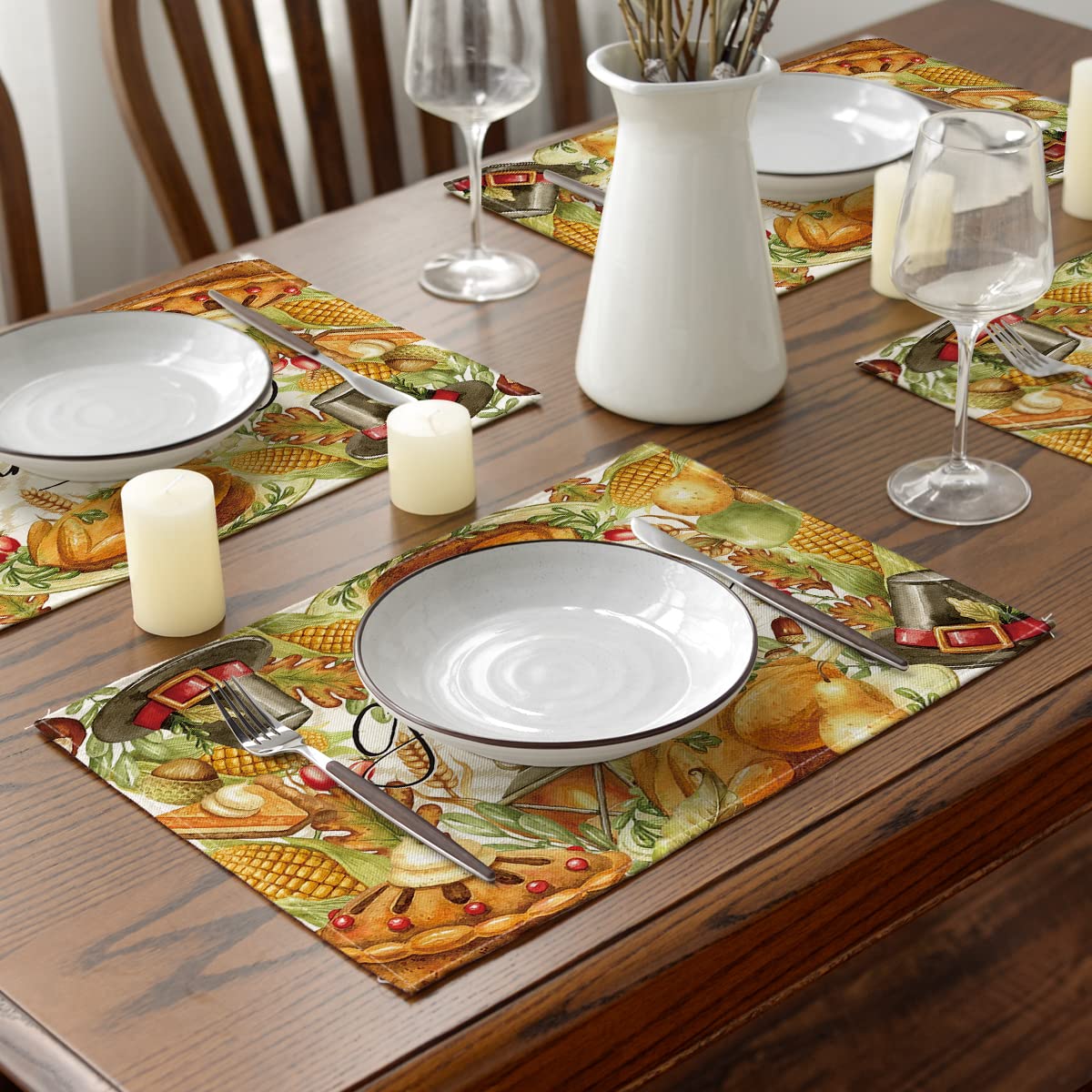 Give Thanks (Thanksgiving themed) Placemats Christian Table Placemat 12.6 In*16.5 In claimedbygoddesigns