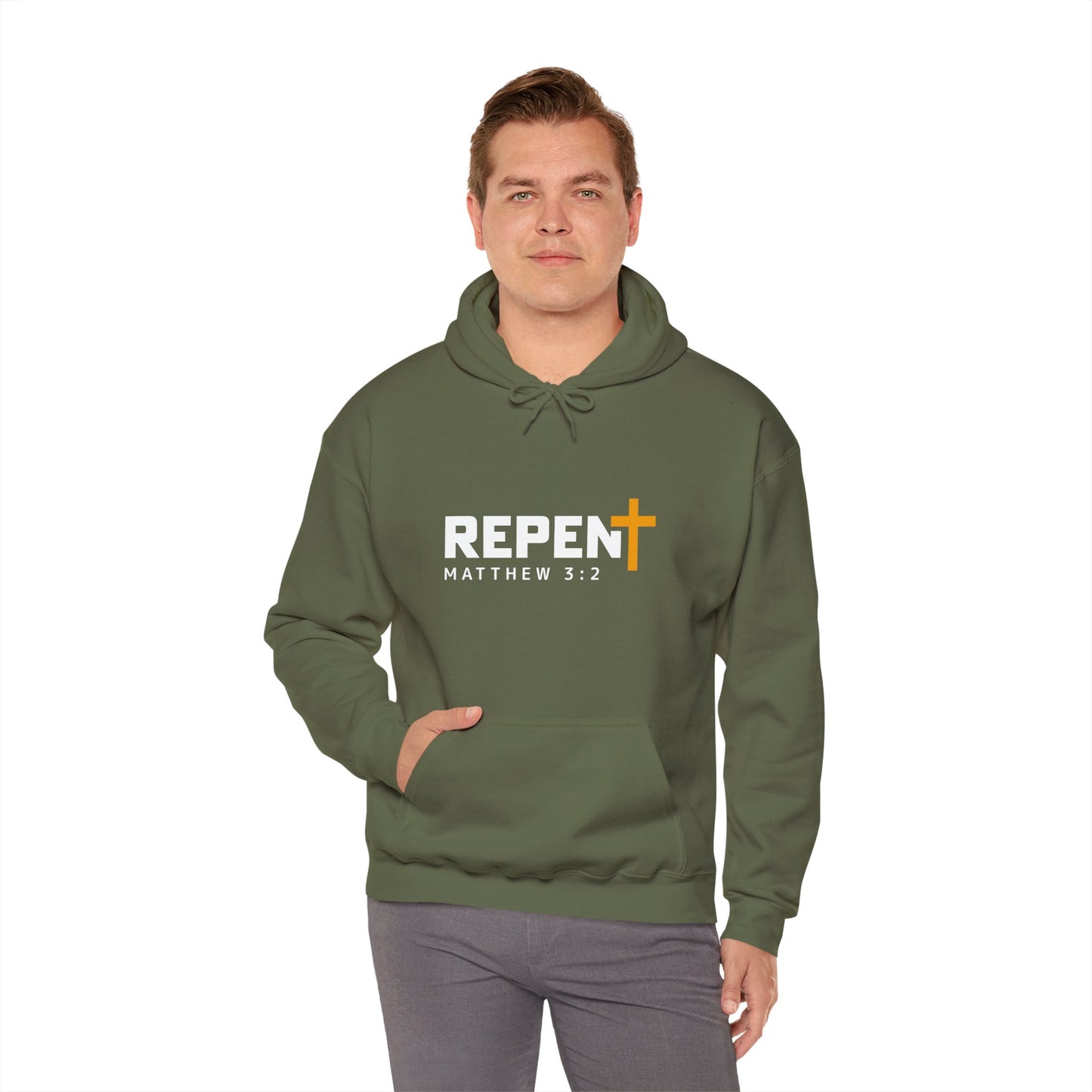 Repent (2) Christian Unisex Hooded Pullover Sweatshirt