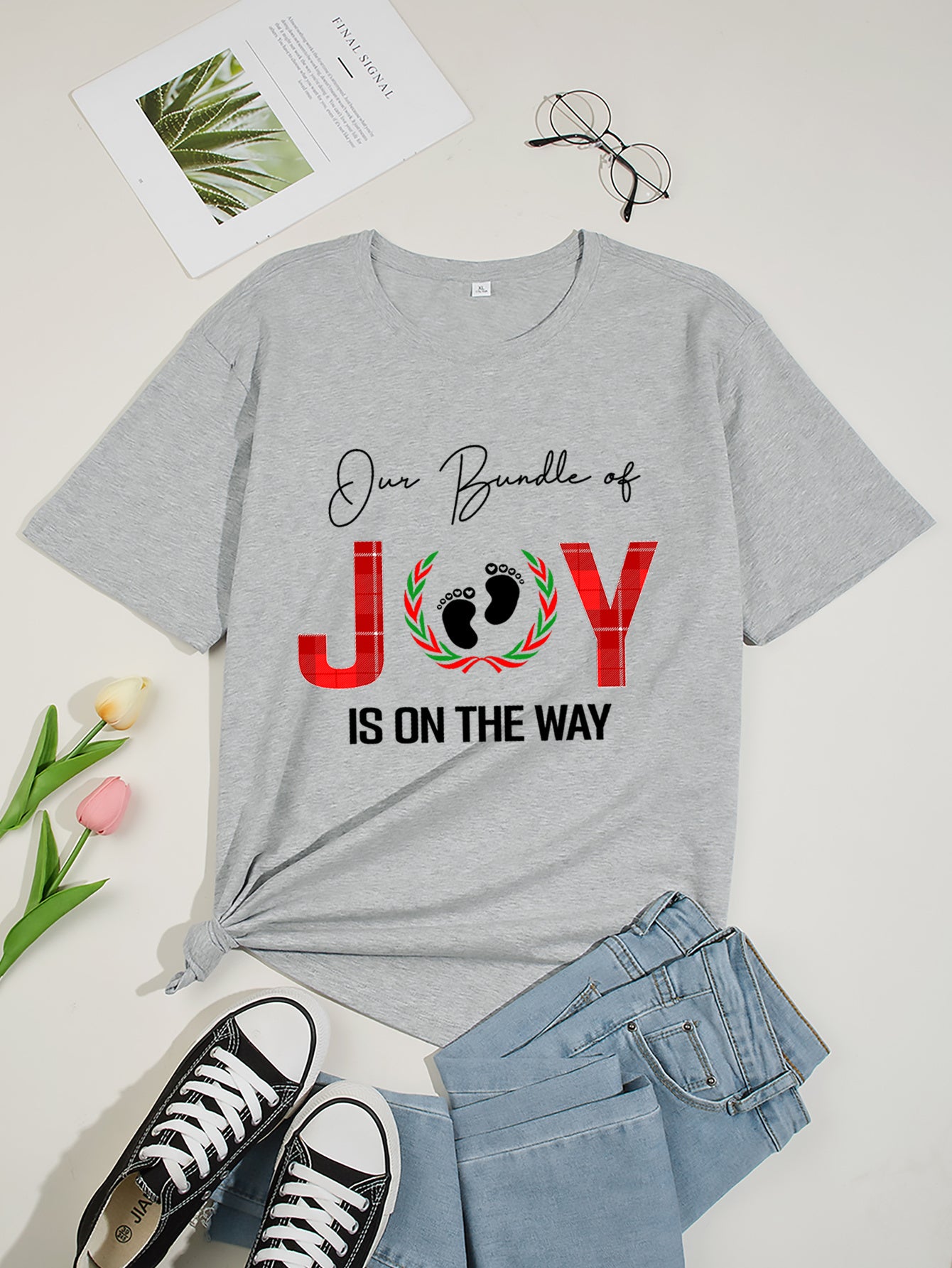 Our Bundle Of Joy Is On The Way Women's Christian Maternity T-shirt claimedbygoddesigns