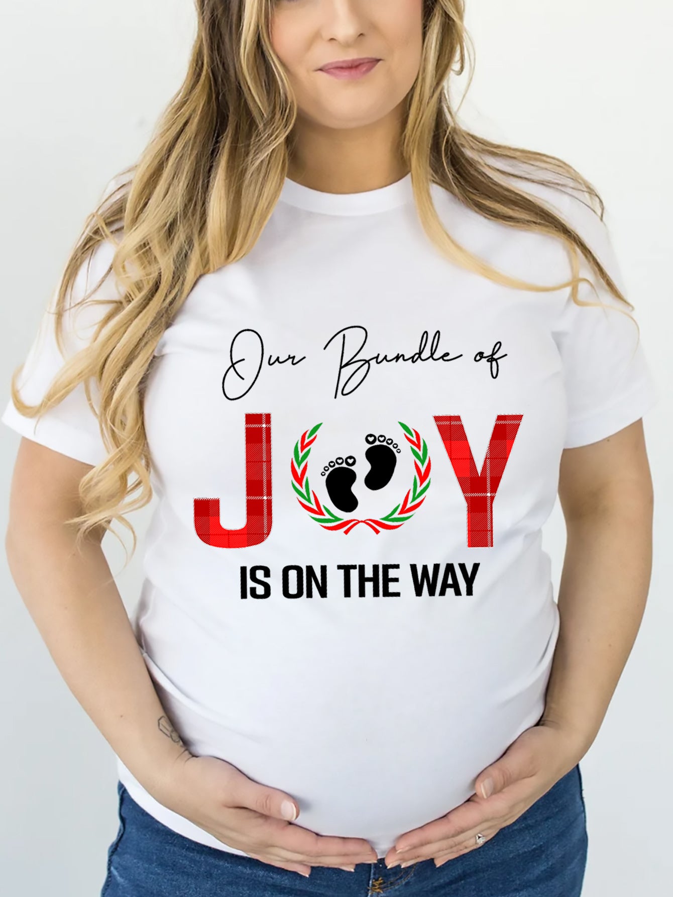 Our Bundle Of Joy Is On The Way Women's Christian Maternity T-shirt claimedbygoddesigns