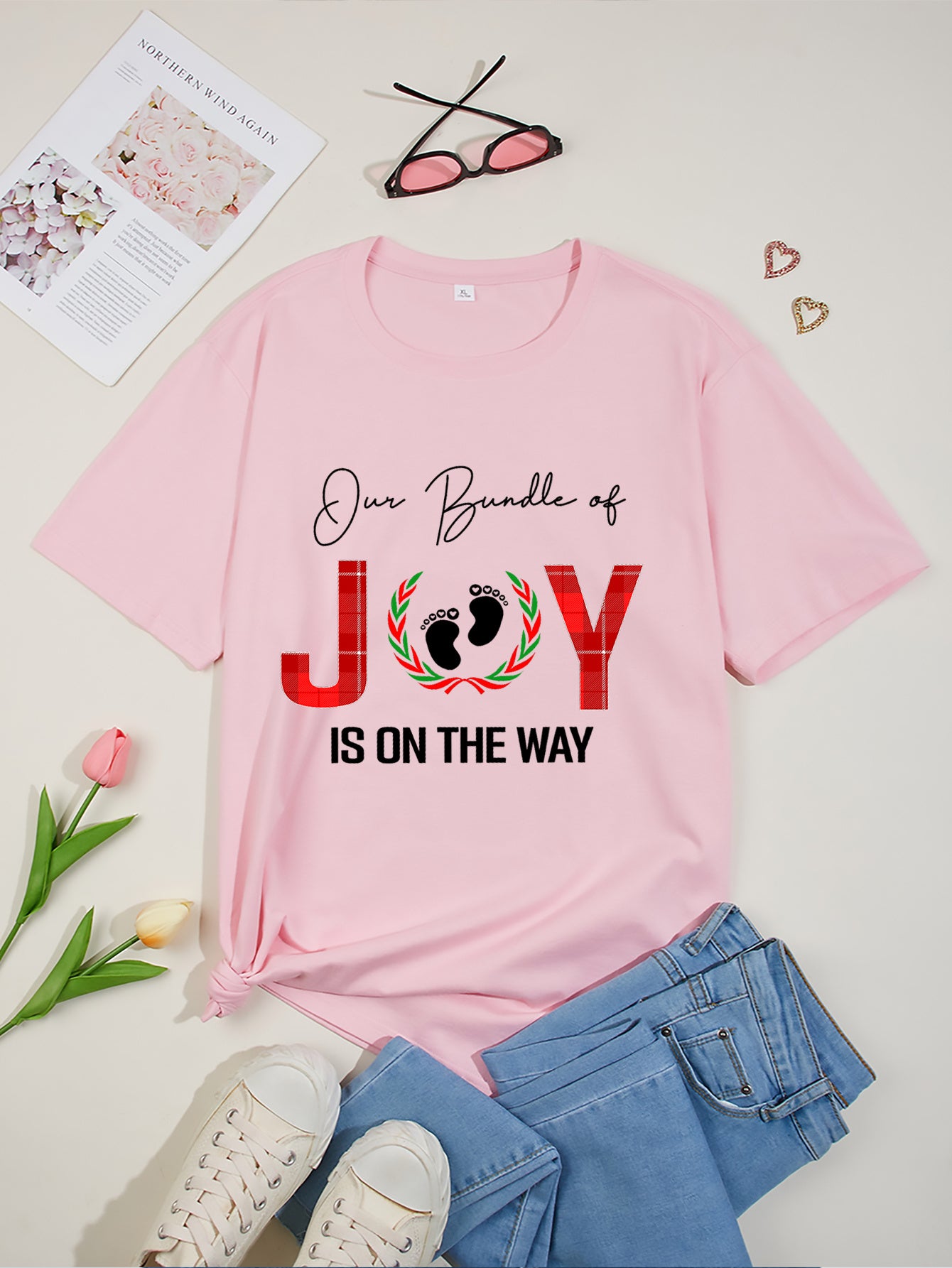 Our Bundle Of Joy Is On The Way Women's Christian Maternity T-shirt claimedbygoddesigns