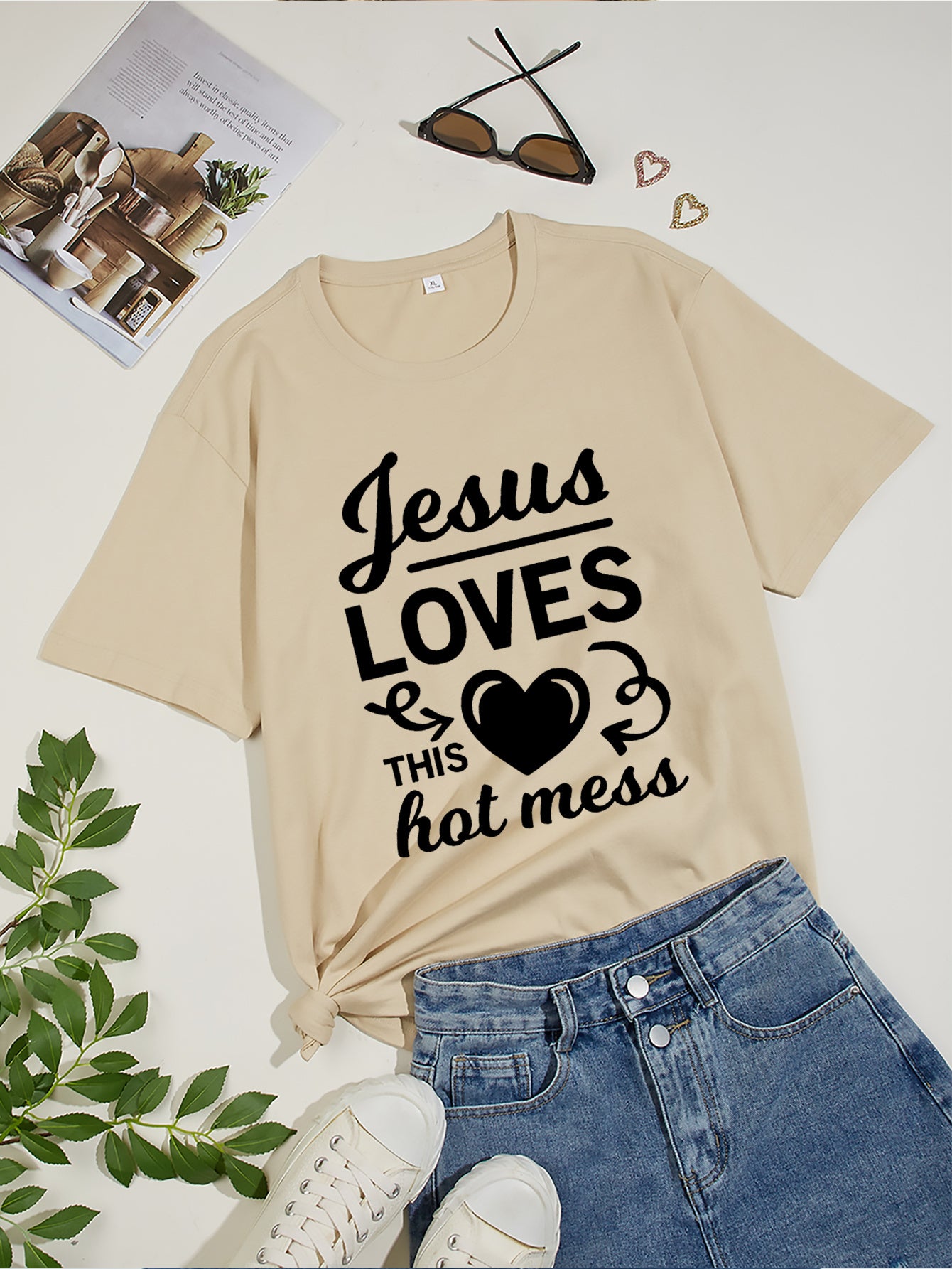 Jesus Loves This Hot Mess Women's Christian T-shirt claimedbygoddesigns