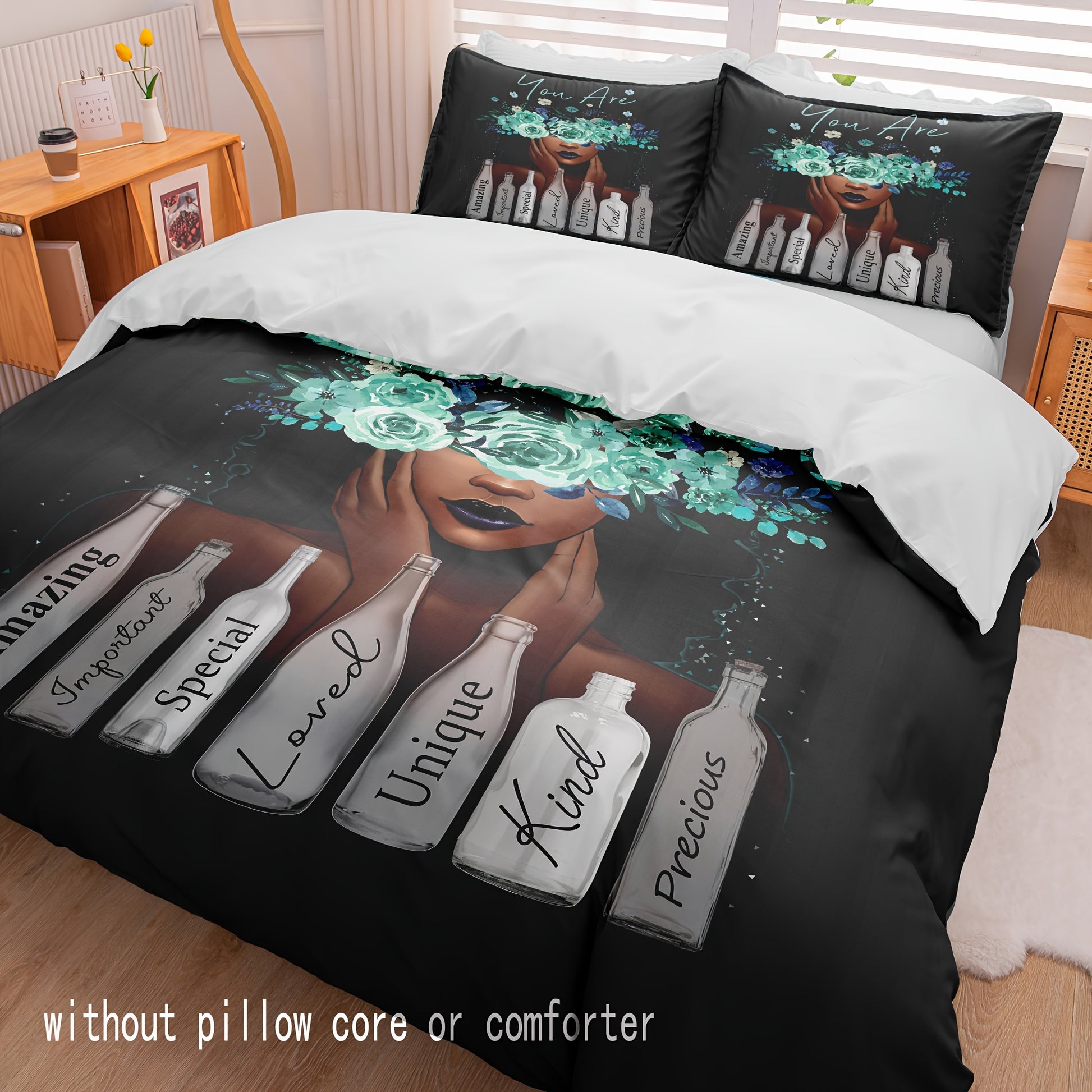 3pcs You Are (positive affirmations) Christian Duvet Cover Set (Core Not Included), Includes 1 Duvet Cover And 2 Pillowcases claimedbygoddesigns
