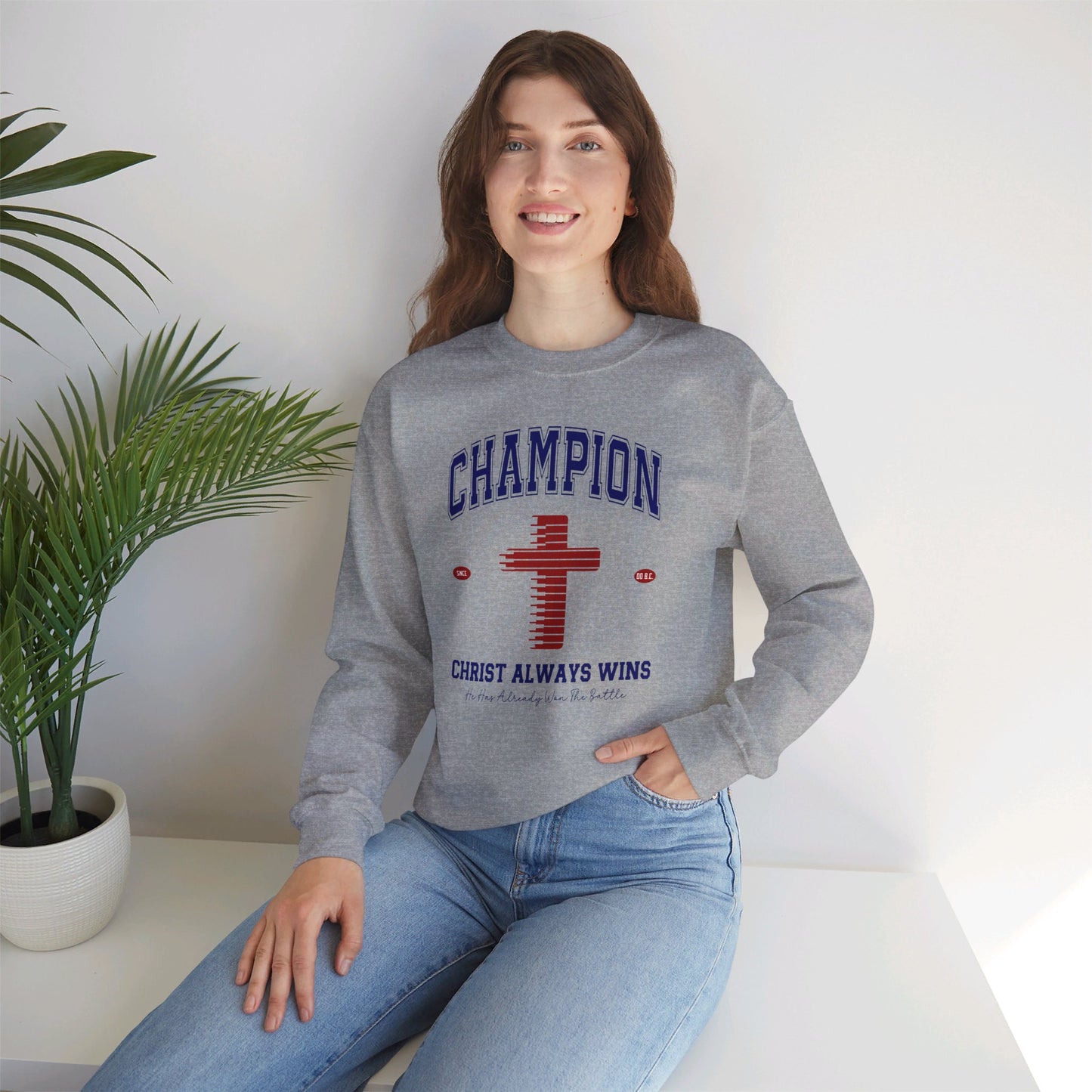 Champion Christ Always Wins Unisex Heavy Blend™ Crewneck Christian Sweatshirt