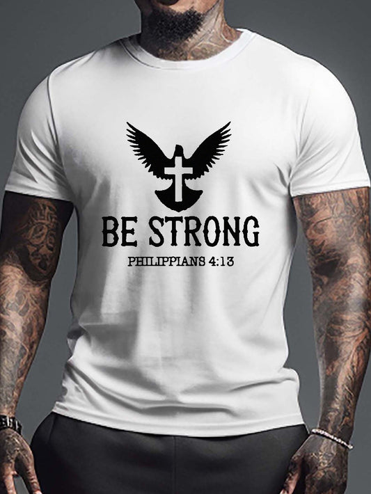 Phillipians 4:13 BE STRONG Men's Christian T-shirt claimedbygoddesigns