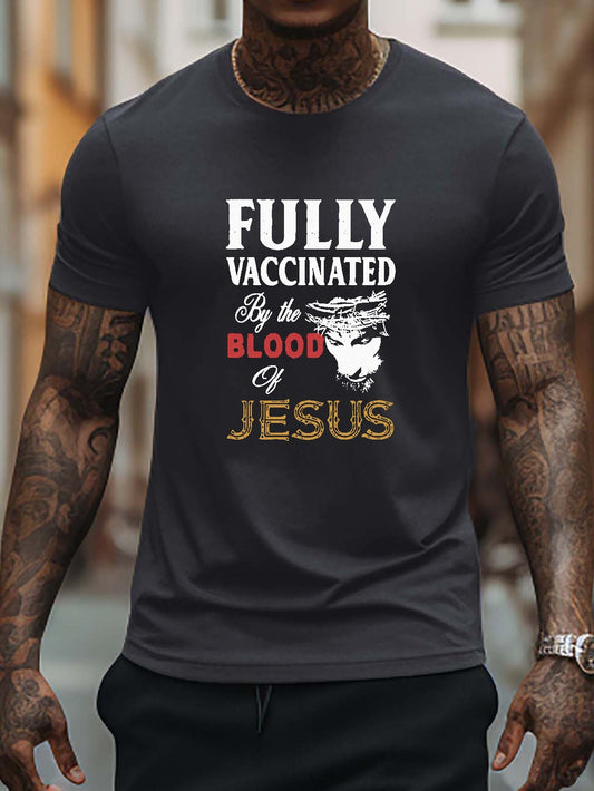 Fully Vaccinated By The Blood Of Jesus Men's Christian T-shirt claimedbygoddesigns
