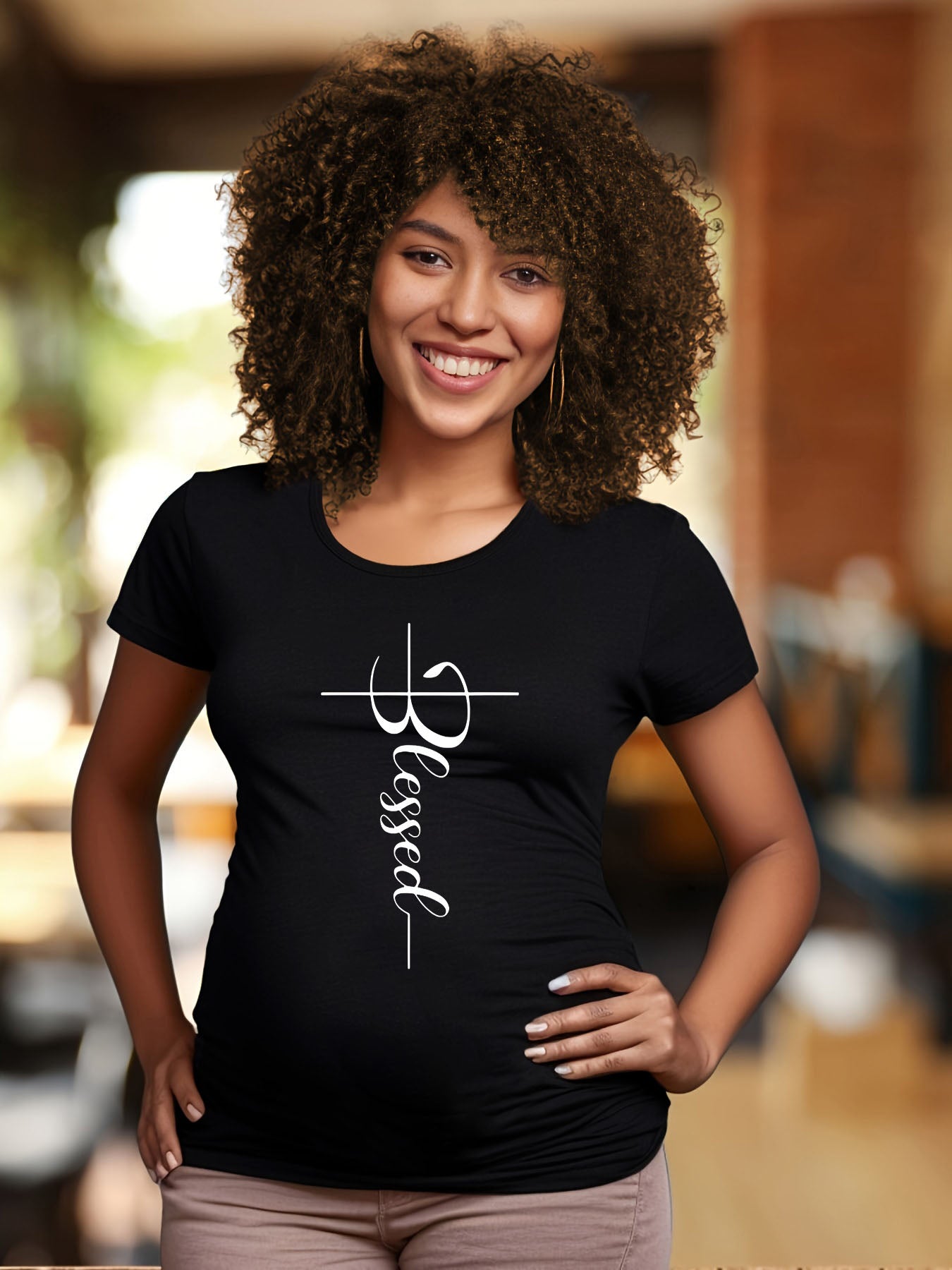 Blessed Women's Christian Maternity T-shirt claimedbygoddesigns