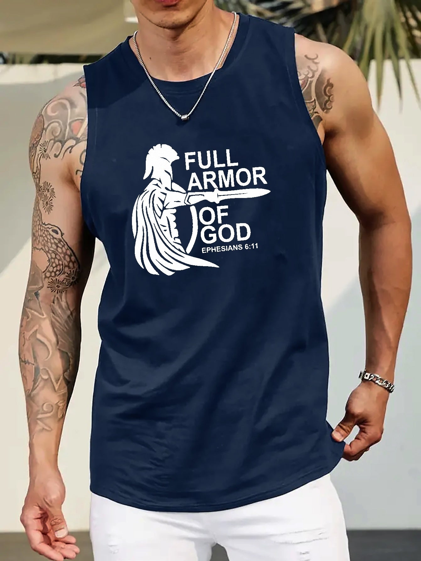 Full Armor Of God Plus Size Men's Christian Tank Top claimedbygoddesigns