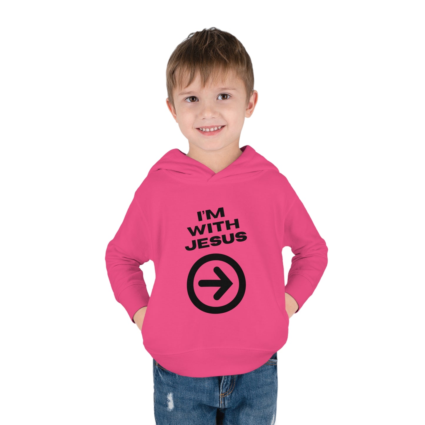 I'm With Jesus Christian Toddler Pullover Fleece Hooded Sweatshirt