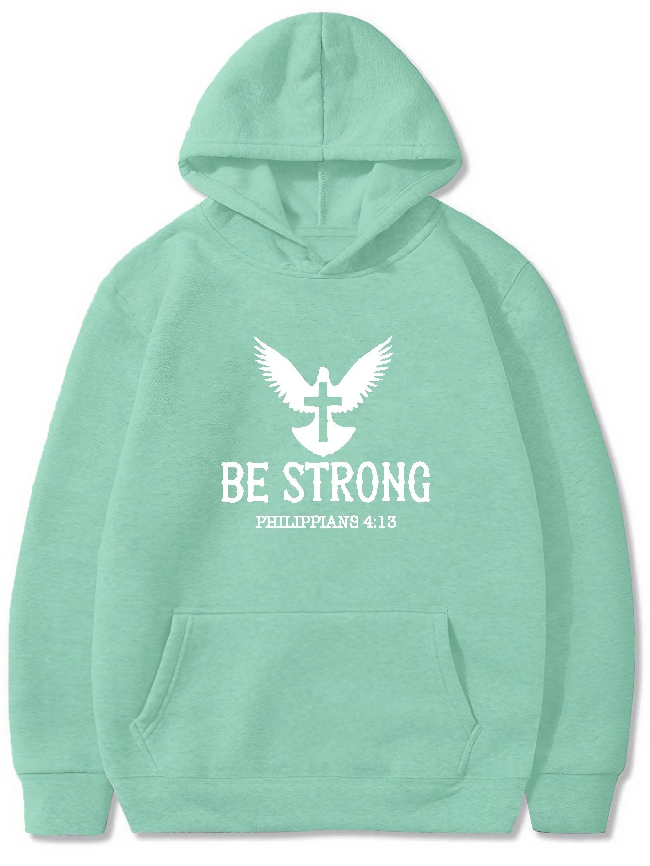 Phillippians 4:13 BE Strong Men's Christian Pullover Hooded Sweatshirt claimedbygoddesigns