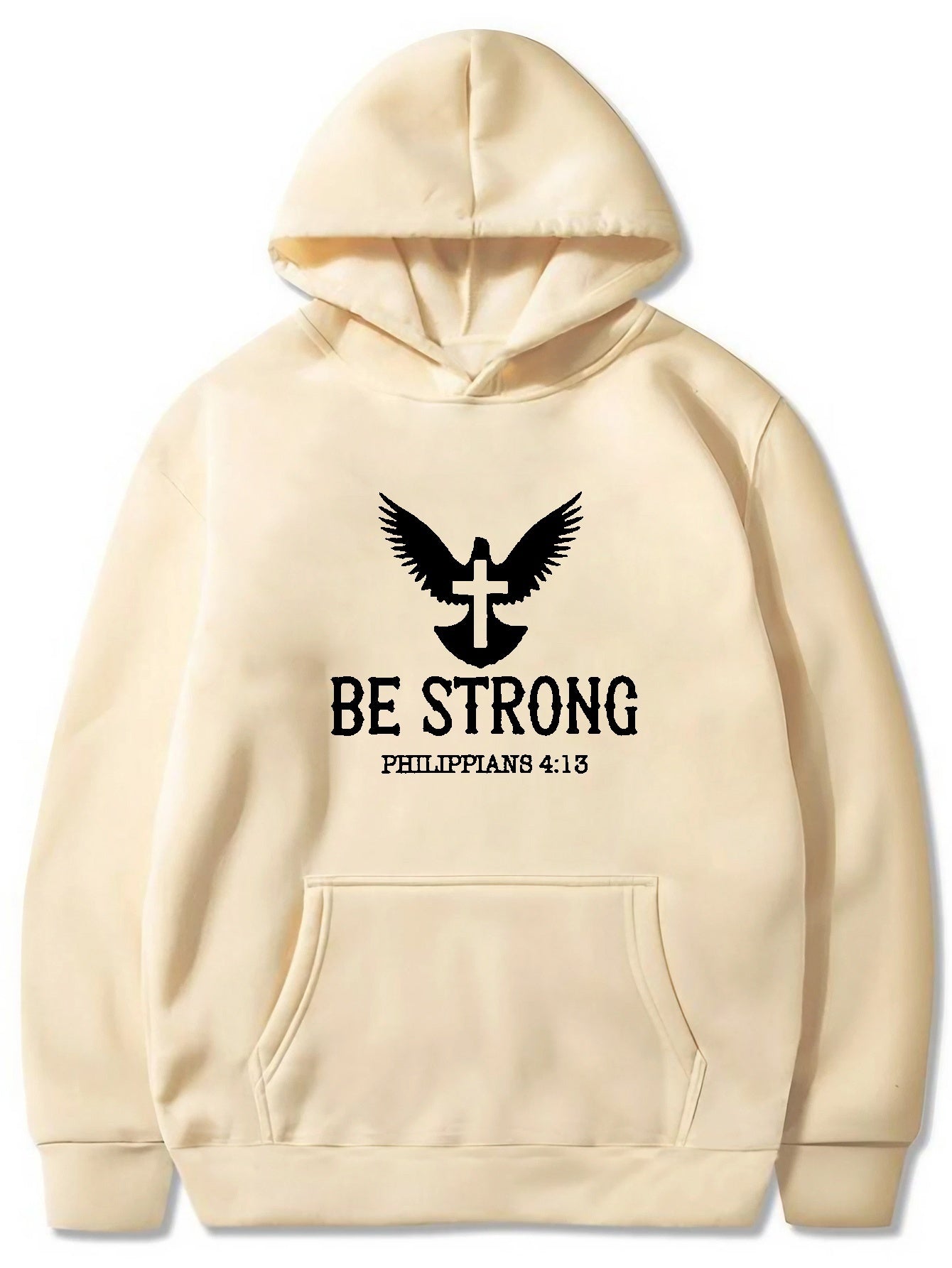 Phillippians 4:13 BE Strong Men's Christian Pullover Hooded Sweatshirt claimedbygoddesigns