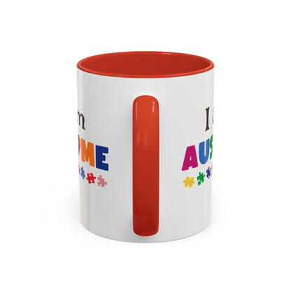 Inspirational Autism Coffee Mug - I am AUSome - 11oz/15oz Accent Mug