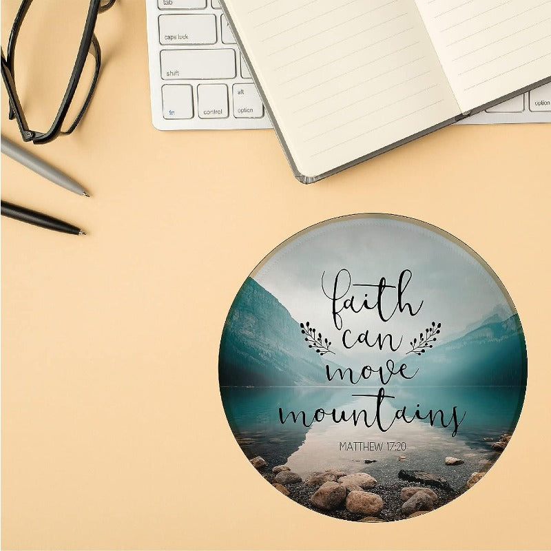Matthew 17:20 Faith Can Move Mountains Christian Computer Mouse Pad 7.9 X 7.9 Inches claimedbygoddesigns