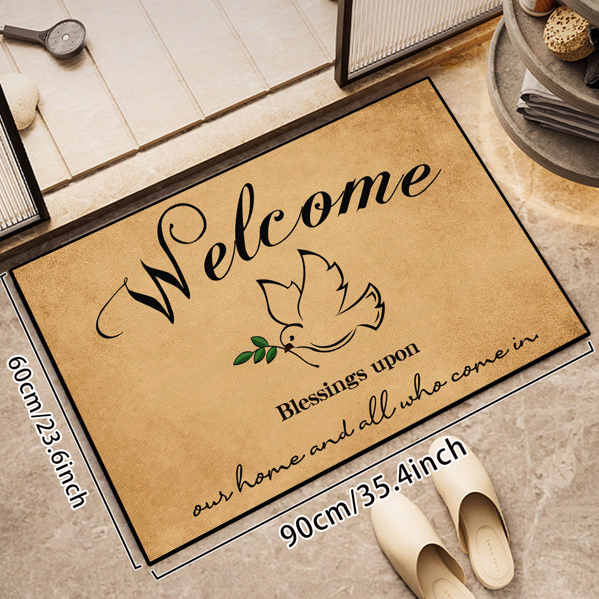 Welcome Blessings Upon Our Home & All Who Come In Christian Welcome Mat claimedbygoddesigns