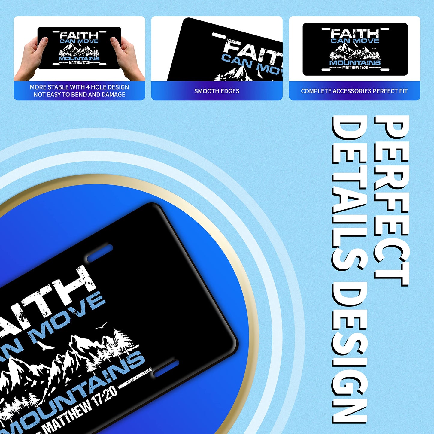 Faith Can Move Mountains Matthew 17:20 Christian Front License Plate 12x6 claimedbygoddesigns