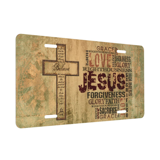 Jesus &  All He Stands For Christian Front License Plate claimedbygoddesigns