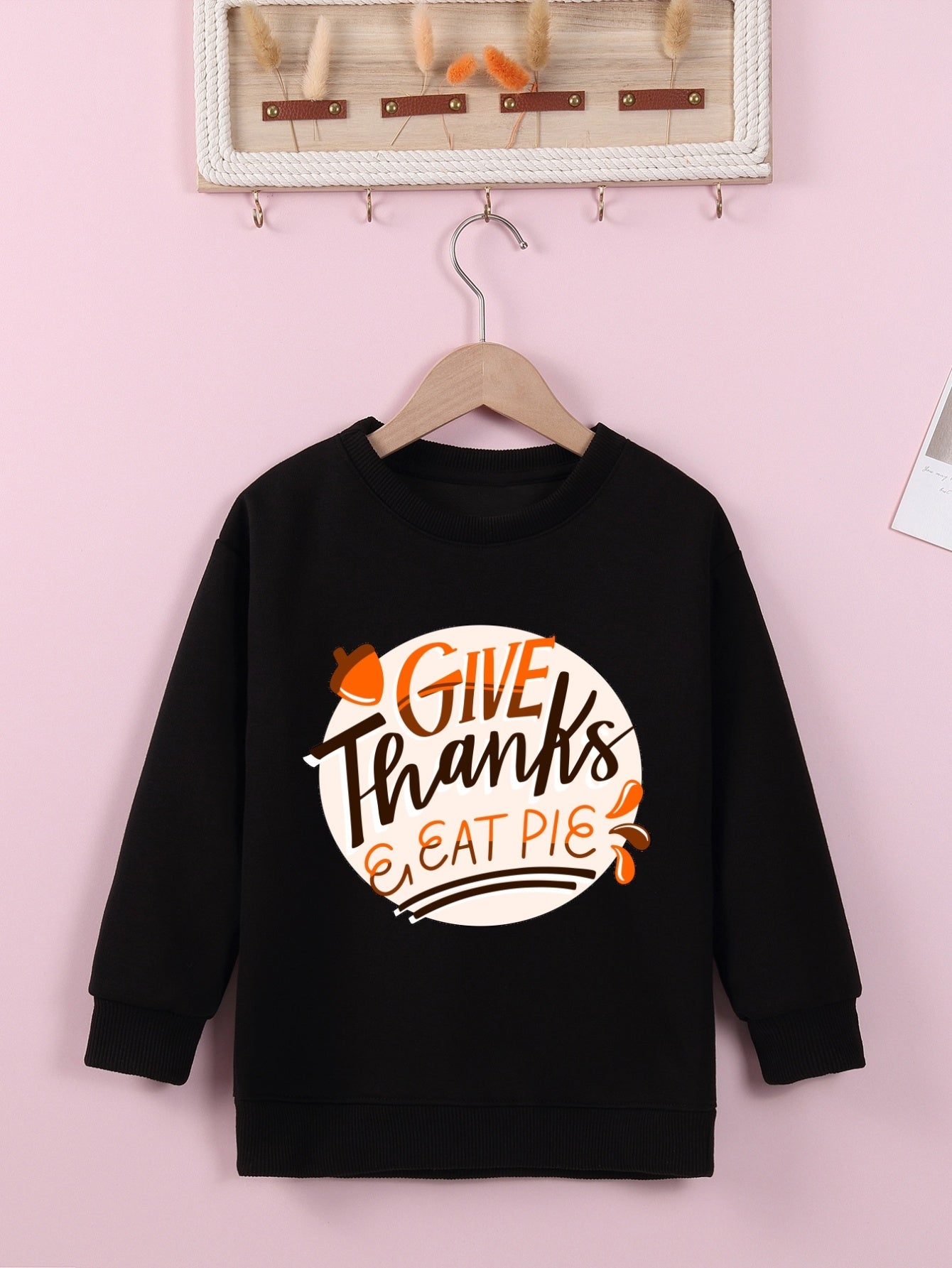 Give Thanks & Eat Pie (thanksgiving themed) Youth Christian Pullover Sweatshirt claimedbygoddesigns