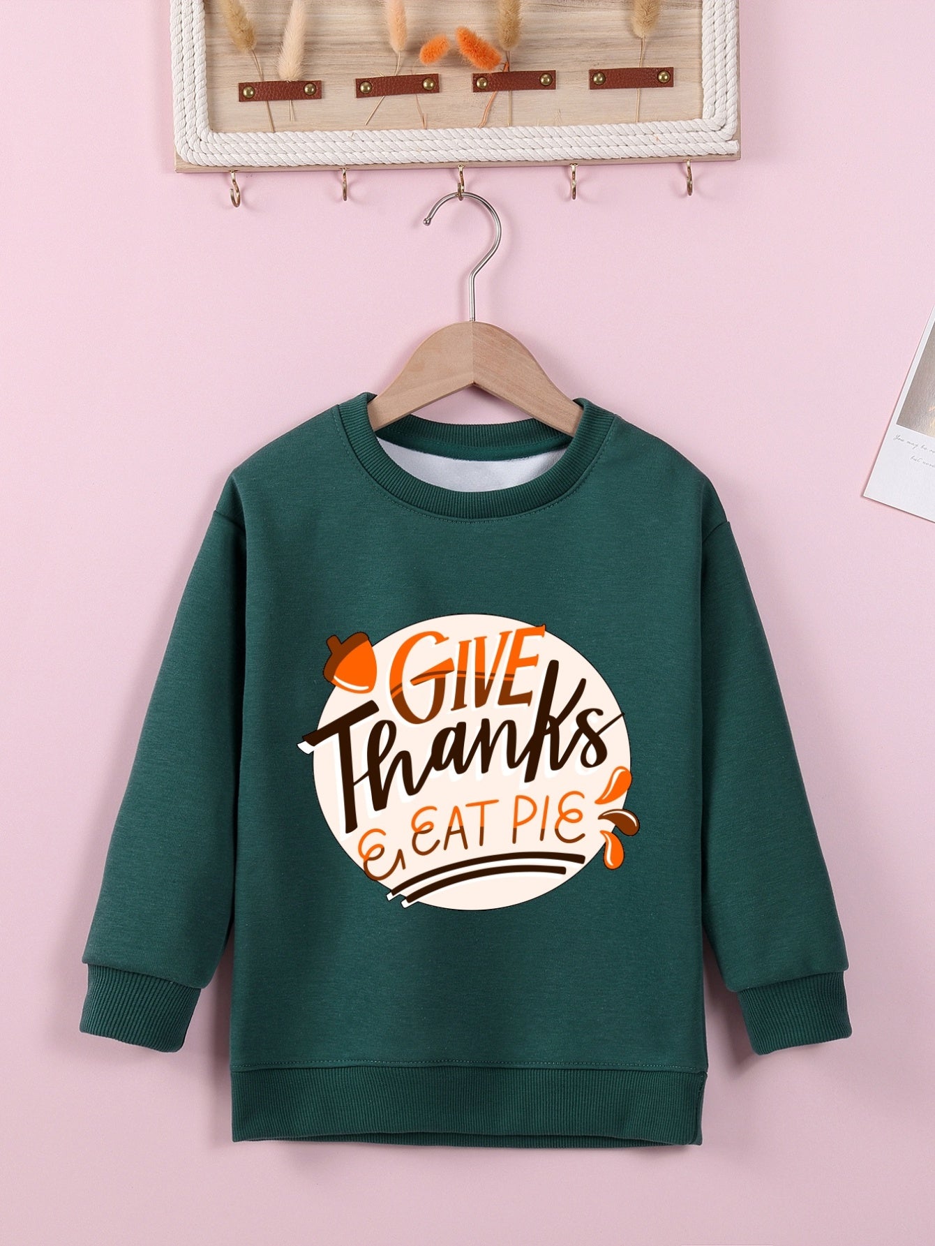 Give Thanks & Eat Pie (thanksgiving themed) Youth Christian Pullover Sweatshirt claimedbygoddesigns