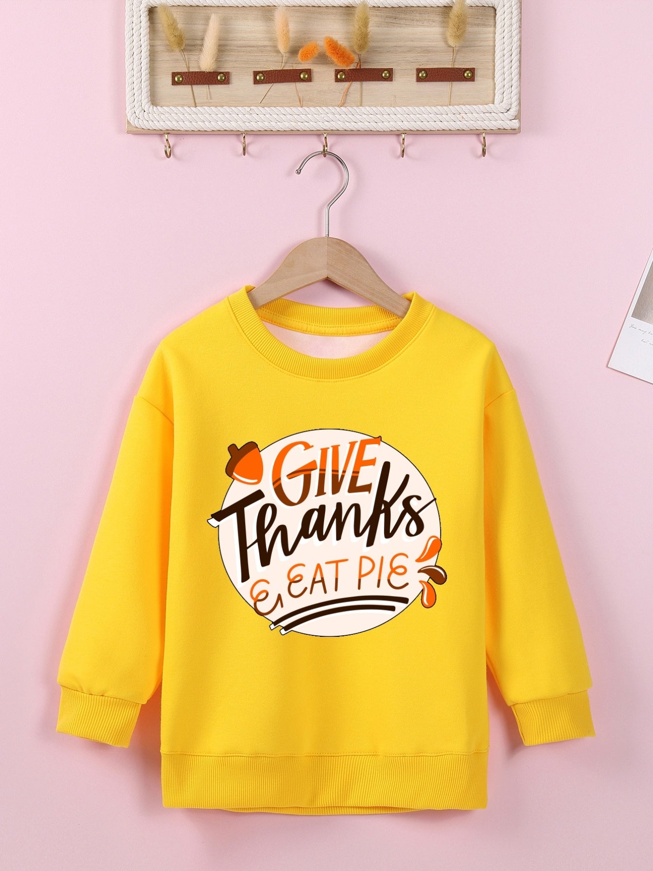 Give Thanks & Eat Pie (thanksgiving themed) Youth Christian Pullover Sweatshirt claimedbygoddesigns