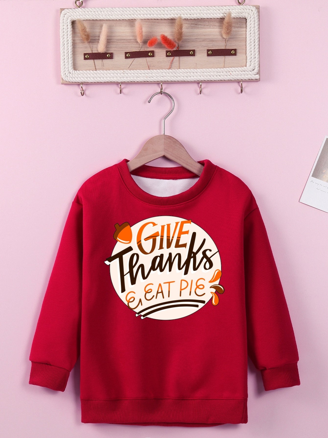 Give Thanks & Eat Pie (thanksgiving themed) Youth Christian Pullover Sweatshirt claimedbygoddesigns