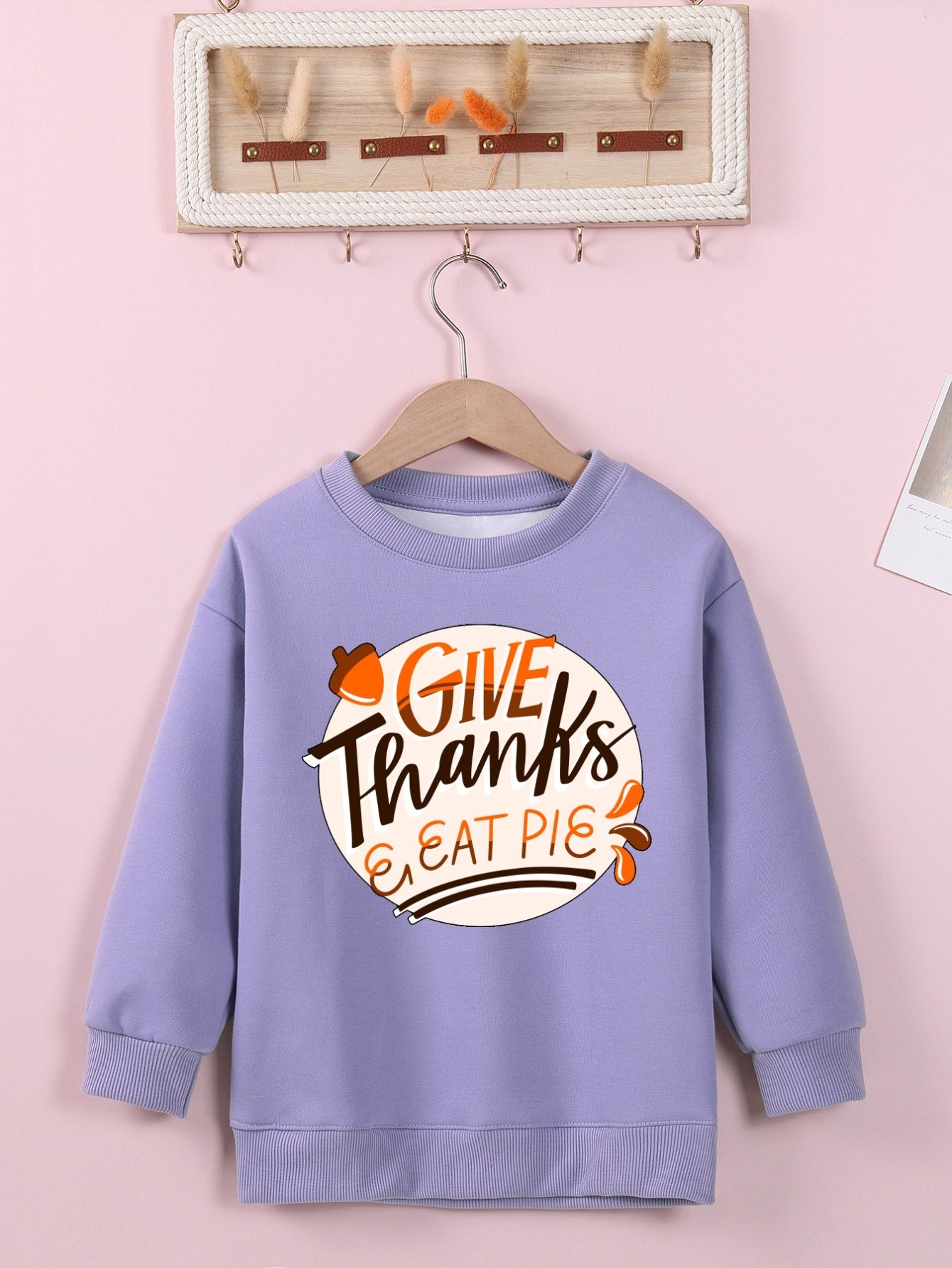 Give Thanks & Eat Pie (thanksgiving themed) Youth Christian Pullover Sweatshirt claimedbygoddesigns